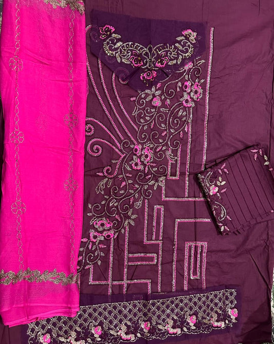 Lawn Karhai With Patch 3 Piece